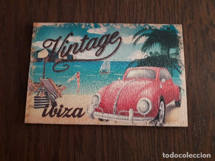 Postales: postal de madera, Mallorca-Ibiza vintage.