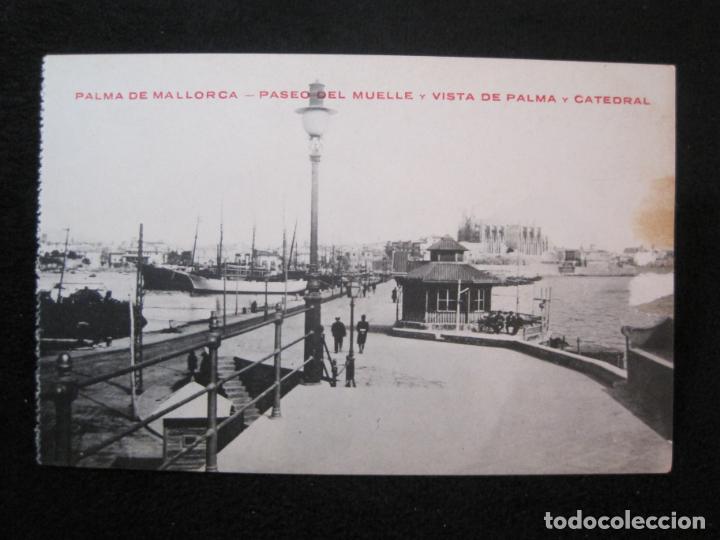 Postais: PALMA DE MALLORCA-PASEO DEL MUELLE Y VISTA DE PALMA Y CATEDRAL-POSTAL ANTIGUA-(79.968)