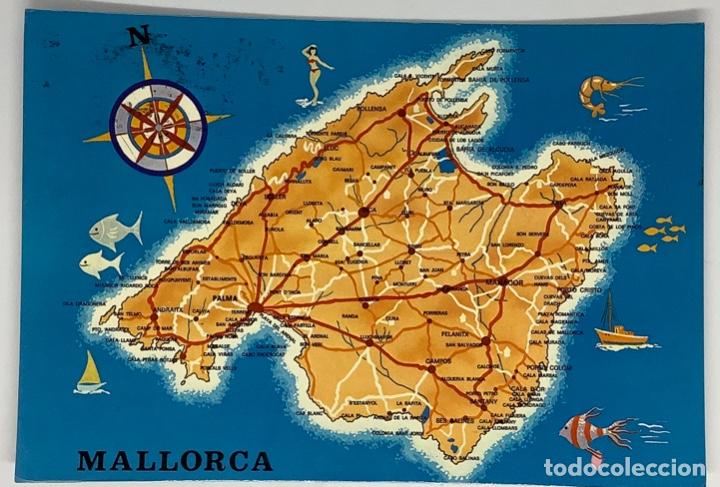 Postales: MALLORCA, MAPA DE ISLA DE MALLORCA. Ed. Palma. Circulada. - Foto 1