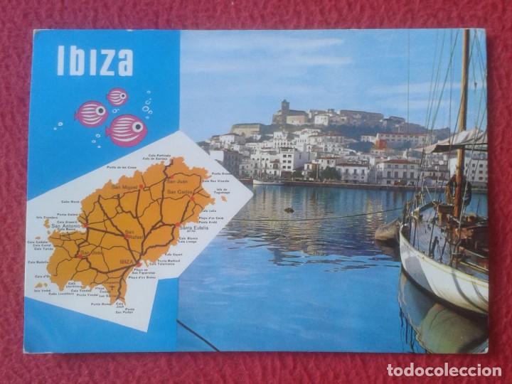 Postales: POST CARD BALEARIC ISLANDS ISLAS IBIZA MAPA MAP CARTE...BARCOS BOATS SHIPS..., CAMPA&Ntilde;&Aacute;, SPAIN VER...