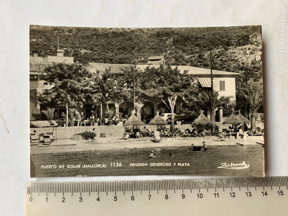 Postales: POSTAL. PUERTO DR SOLLER. MALLORCA. PENSI&Oacute;N GENEROSO Y PLAYA. ZERKOWITZ. FECHA, 6 ABRIL 1961.