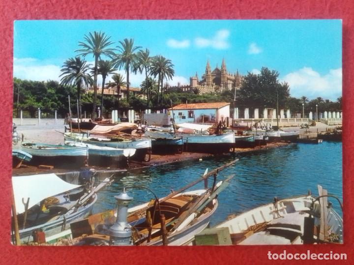 Postkarten: POSTAL POSTKARTE POST CARD BALEARIC ISLANDS PALMA MALLORCA MUELLE DE PESCADORES Y CATEDRAL, BARCAS..