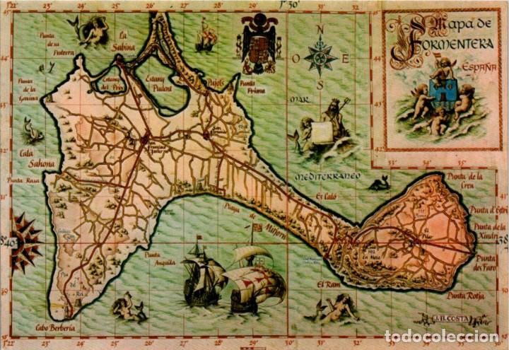 Postales: Mapa de Formentera - Casa Planas - 150x103mm - Foto 1