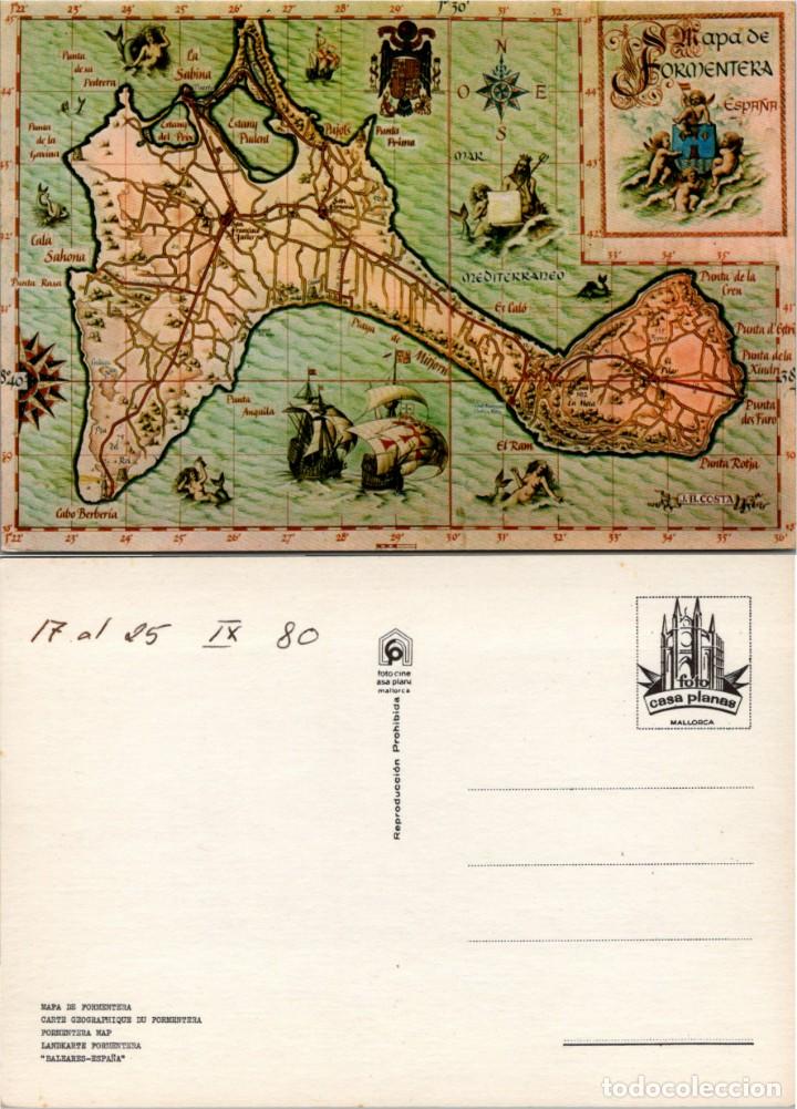 Postales: Mapa de Formentera - Casa Planas - 150x103mm - Foto 3