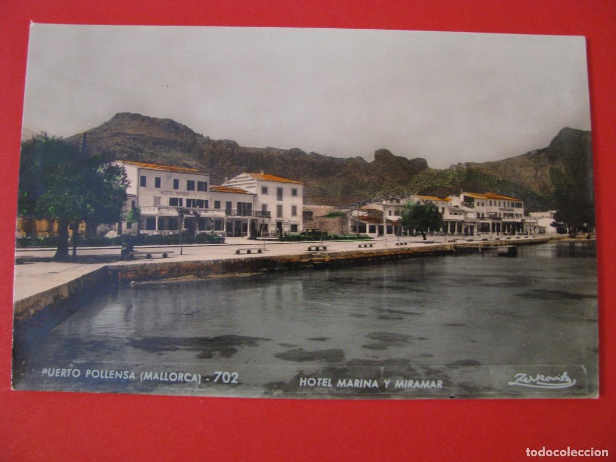 Postales: POSTAL FOTOGR&Aacute;FICA COLOREADA DE PUERTO POLLENSA (MALLORCA). HOTEL MARINA Y MIRAMAR. ZERKOWITZ.