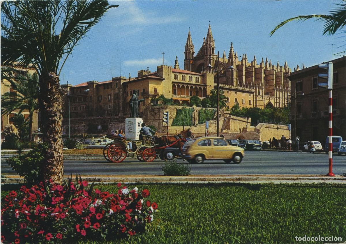 Postkarten: N&ordm; PM 75-PALMA DE MALLORCA. Catedral y Palacio de la Almudaina. Circulada en 1975. ED. CYP