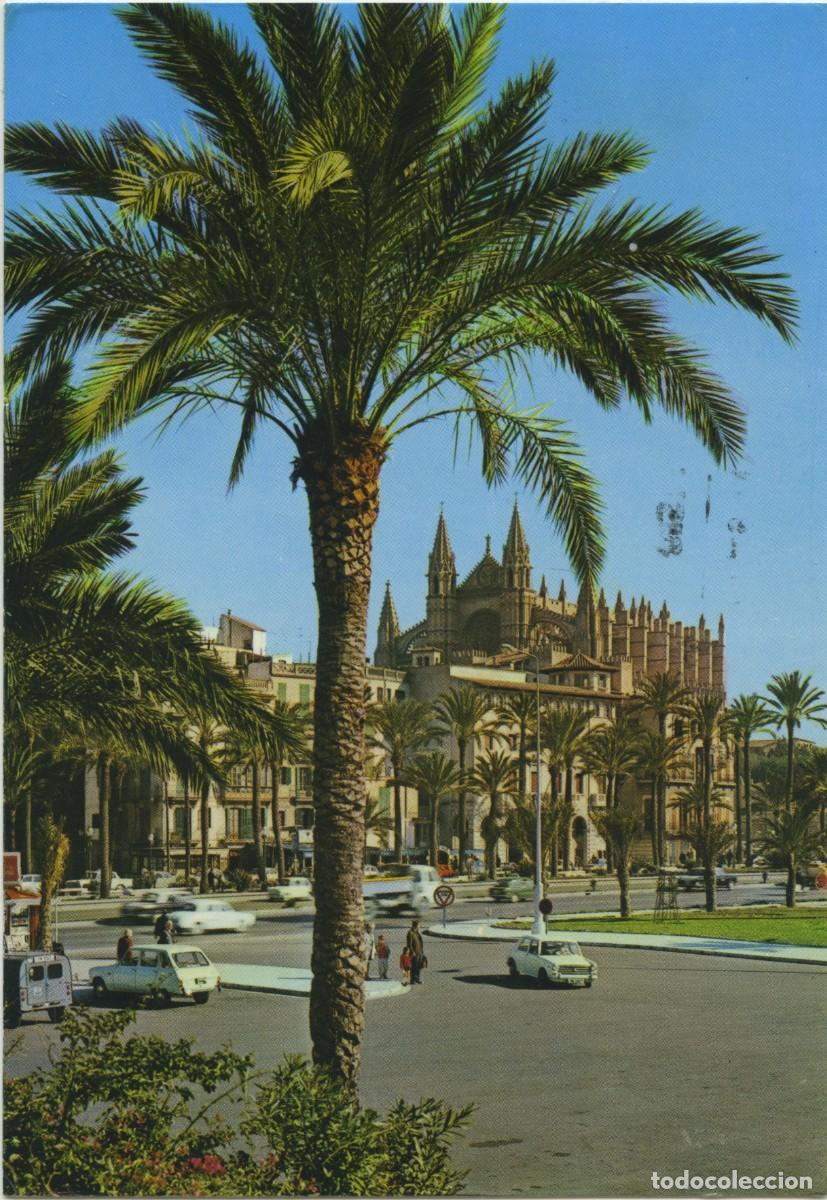 Postcards: N&ordm; 1.050-PALMA. Mallorca. Paseo de Sagrera y la Catedral. Circulada en 1984. EDICIONES PALMA