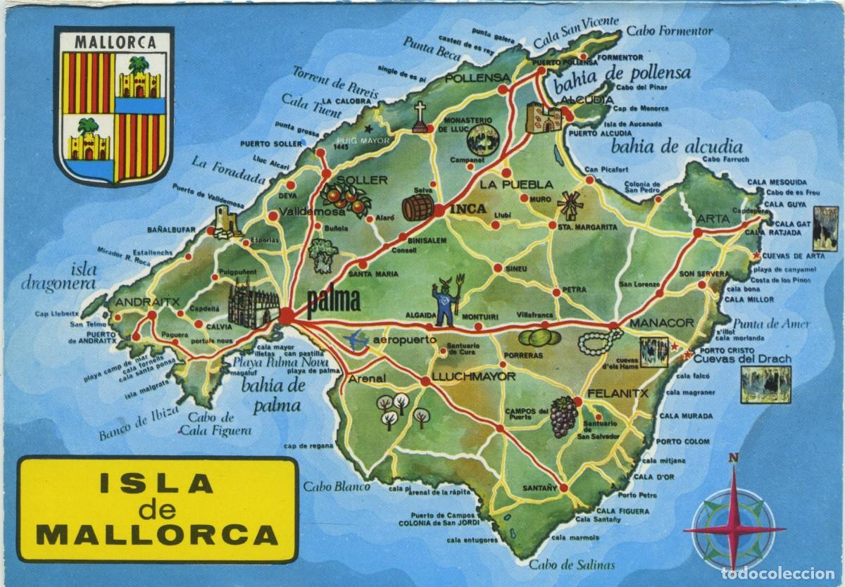 Postcards: N&ordm; 1161-A-MALLORCA. Mapa. Sin circular. ED. FOTO CINE CASA PLANAS