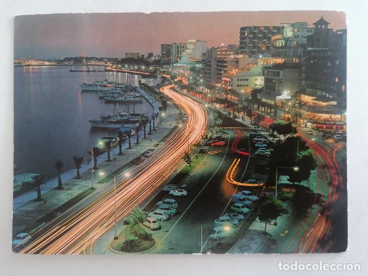 Cartes Postales: POSTAL PALMA DE MALLORCA-BALEARES, DETALLE NOCTURNO DEL PASEO MARITIMO