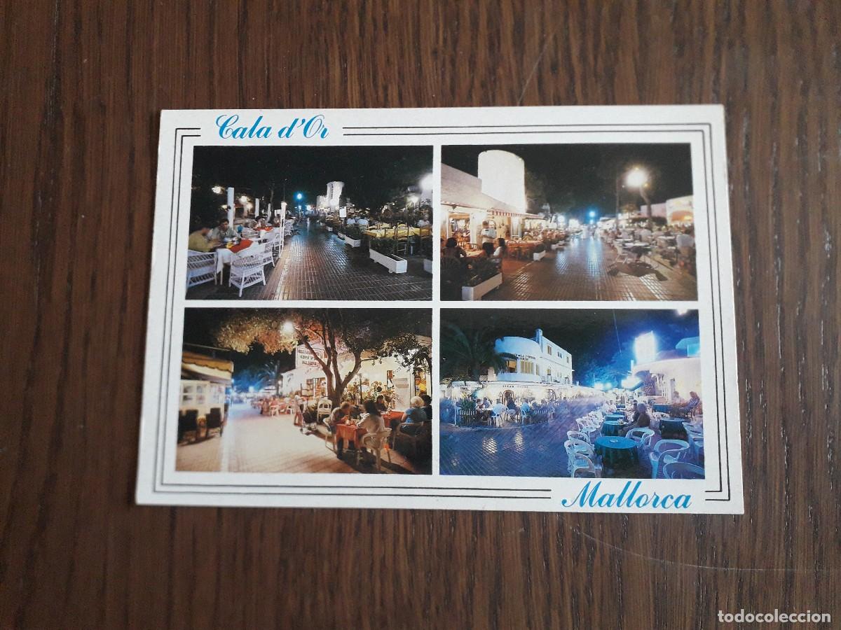 Postales: postal con diferentes vistas de Cala D'or de noche.