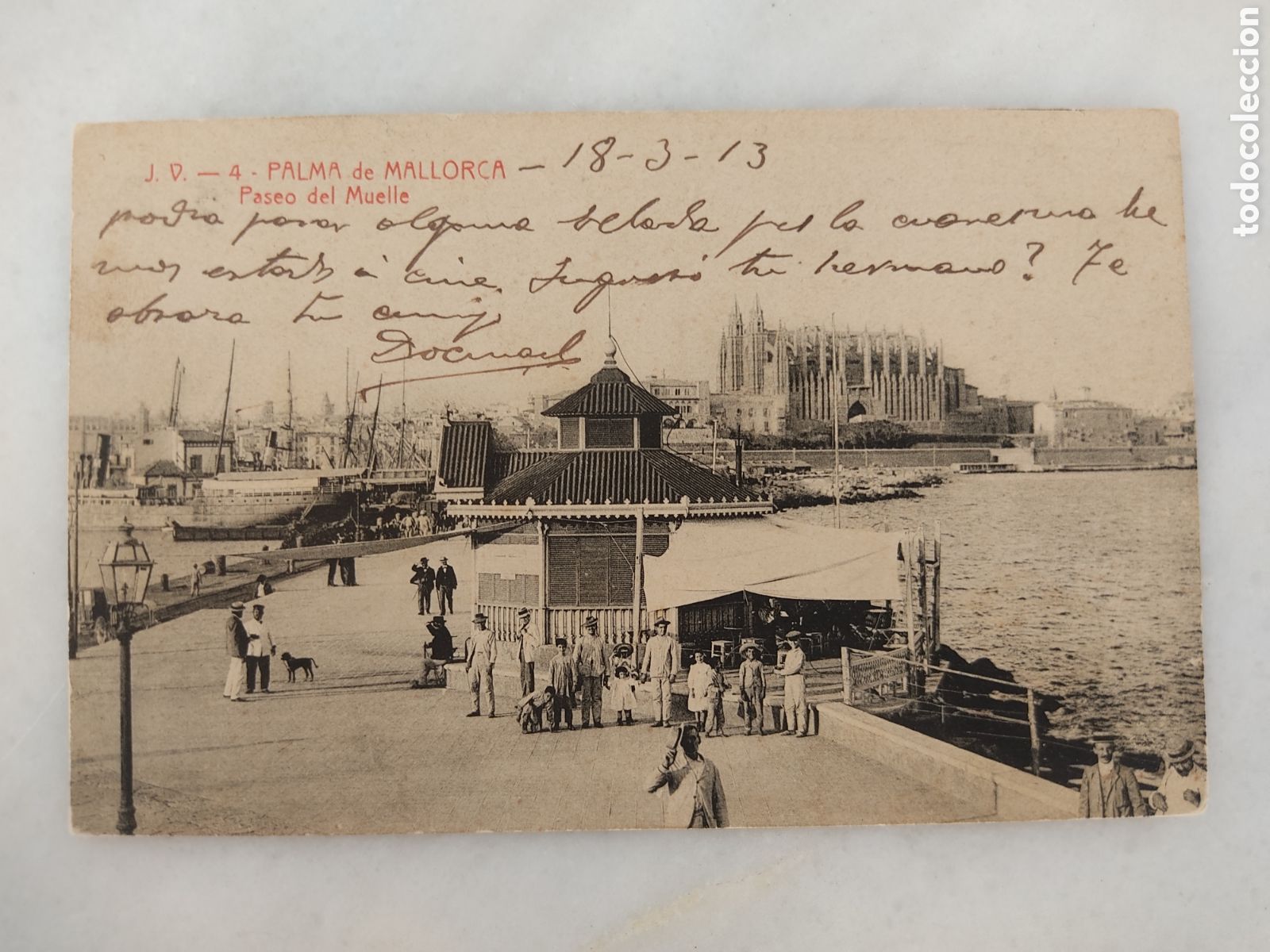 Cartes Postales: antigua postal J.V palma de mallorca paseo del muelle 1913
