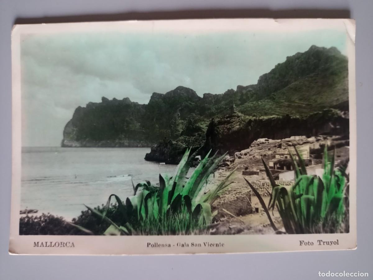 Postales: Mallorca. Pollensa - Cala San Vicente. Coloreada. Foto Truyol. Circulada a B&eacute;lgica en 1955