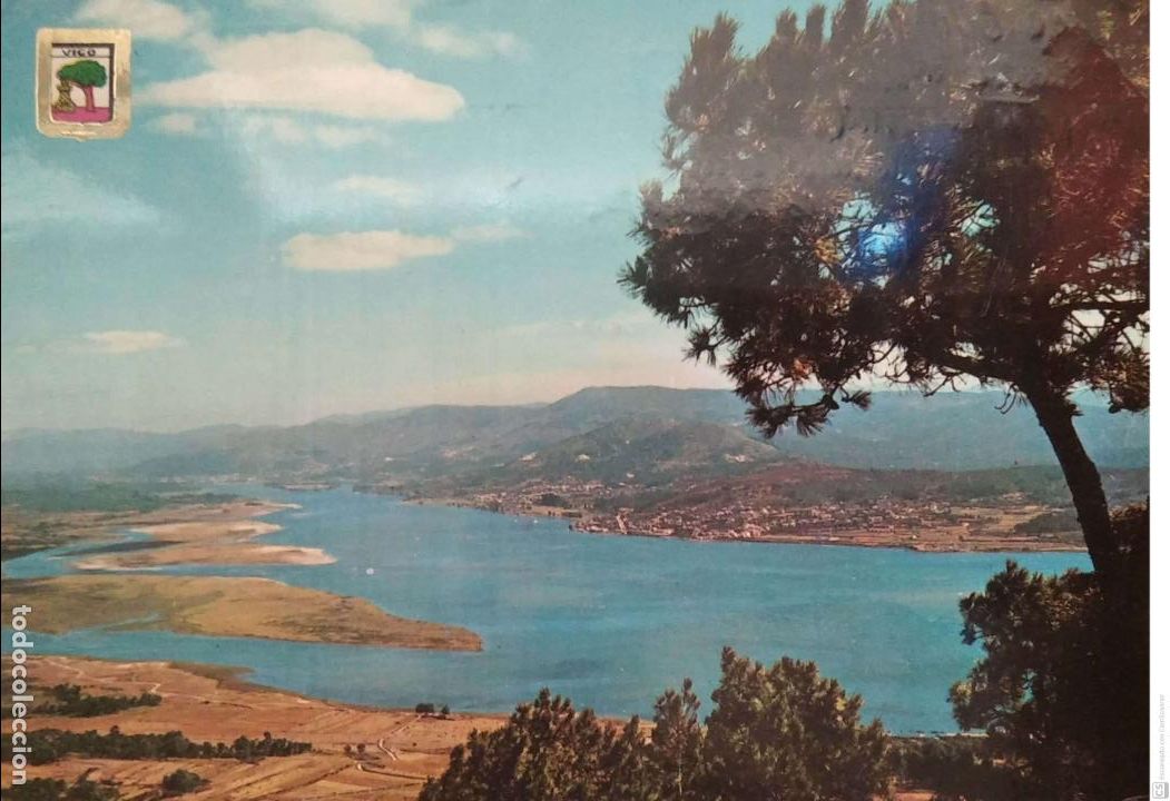 Postkarten: La Guardia. 14 R&iacute;o Mi&ntilde;o. Escudo de Oro. Usada con sello. Color