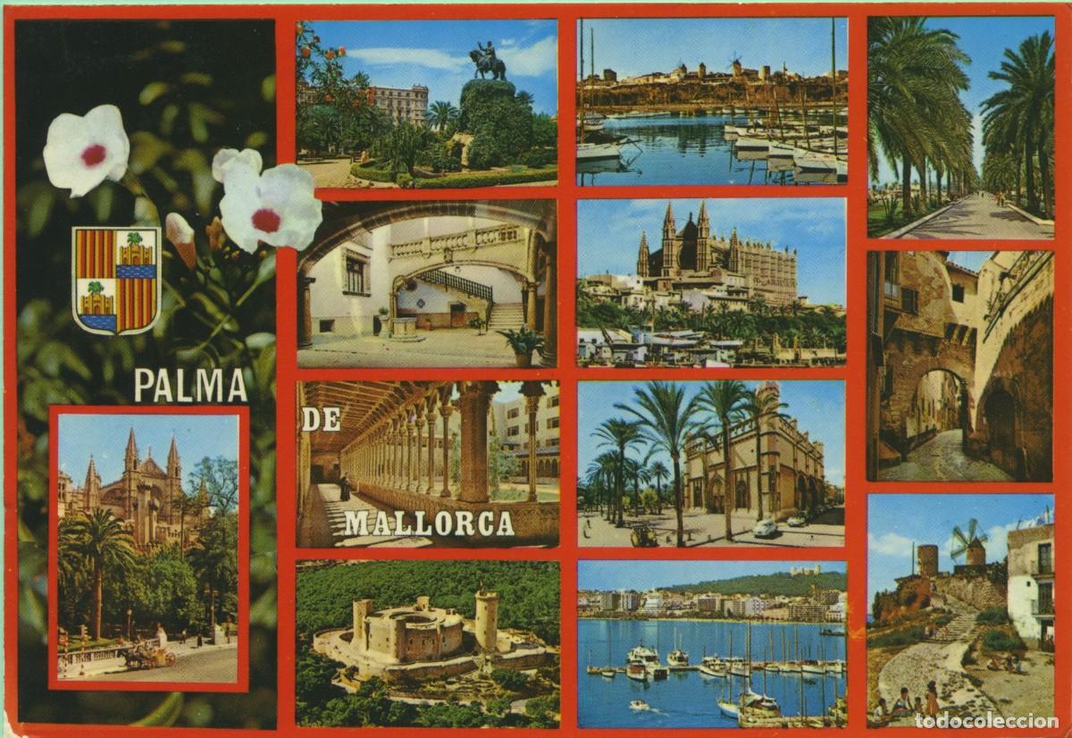 Postales: N&ordm; 1074-PALMA DE MALLORCA. Baleares. Diversos aspectos. Circulada en 1989. EDICIONES PALMA