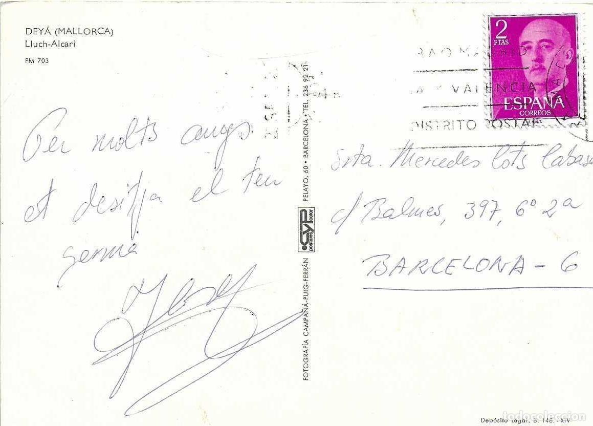 Postales: DEY&Agrave; (MALLORCA) - LLUCH-ALCARI - CIRCULADA - Foto 2