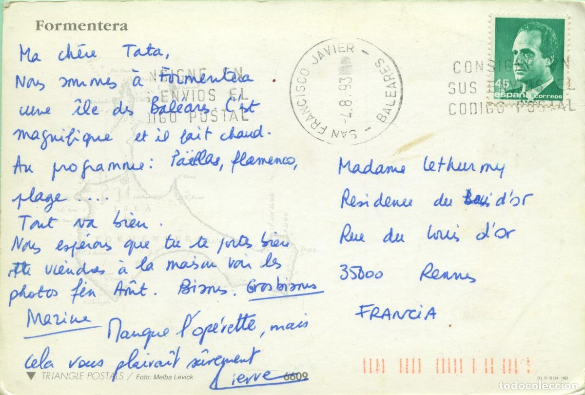 Postales: FORMETERA. Circulada en 1993. ED. TRIANGLE POSTALS. - Foto 2
