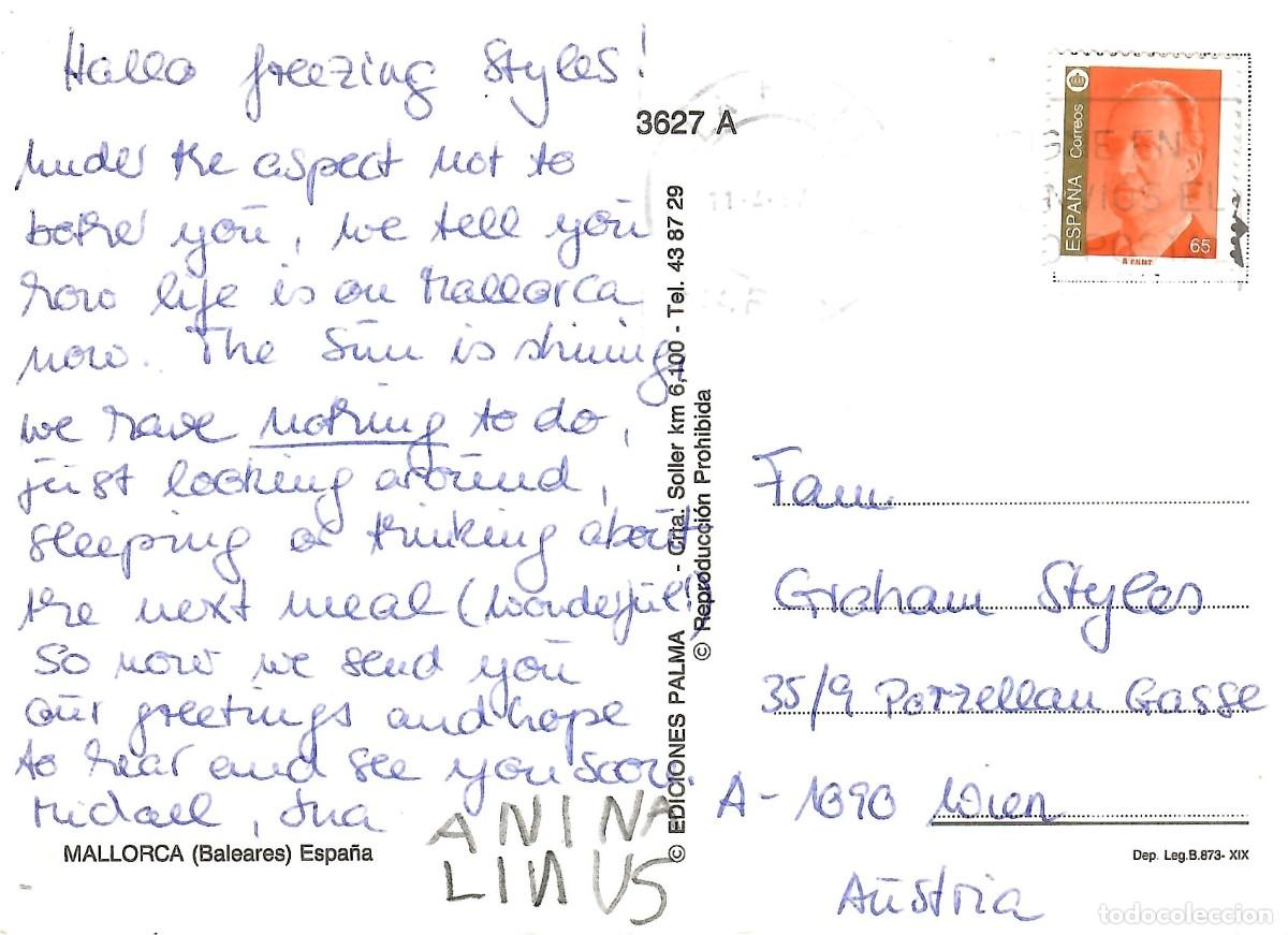 Postales: MALLORCA. Baleares. Circulada en 1997. EDICIONES PALMA - Foto 2