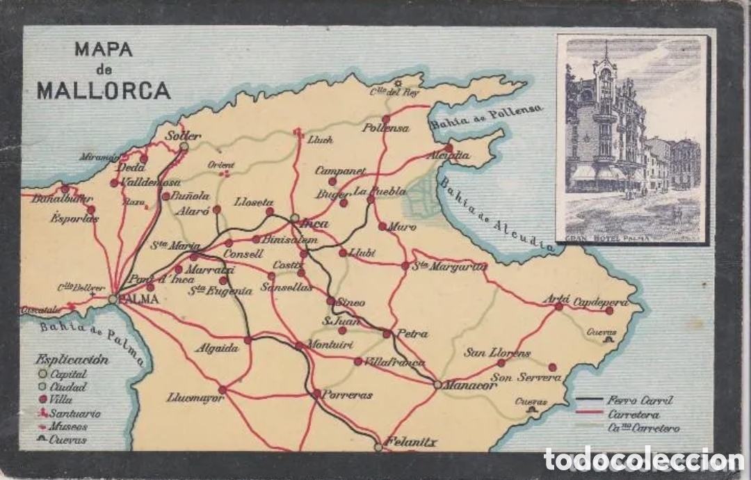 Postales: MAPA DE MALLORCA (ISLAS BALEARES) - L. DOUX - Foto 1