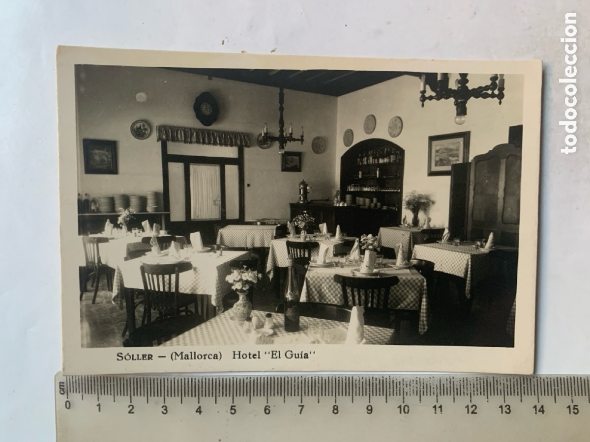 Postkarten: POSTAL. SOLLER. MALLORCA. HOTEL EL GU&Iacute;A. FOT&Oacute;GRAFO?. 27 ABRIL 1955.
