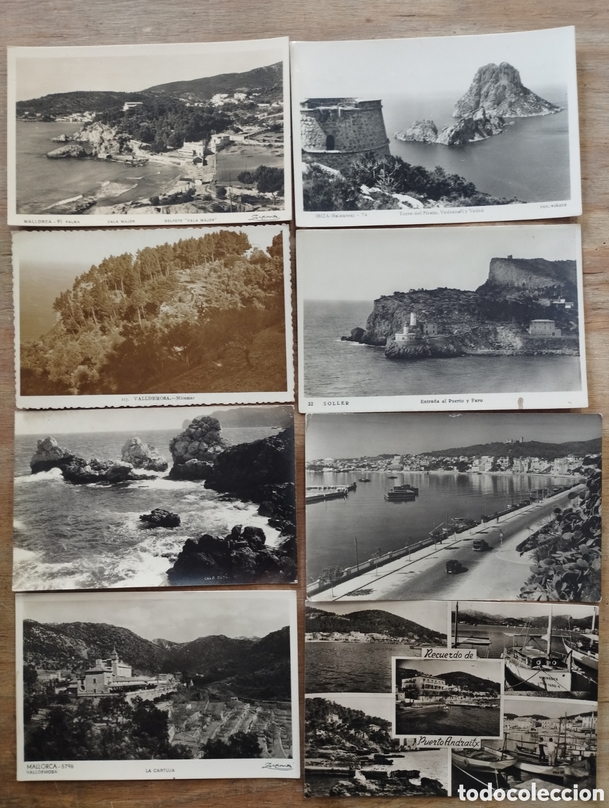 Postkarten: Lote de 8 Postales de las Islas Baleares, en blanco y negro Circuladas