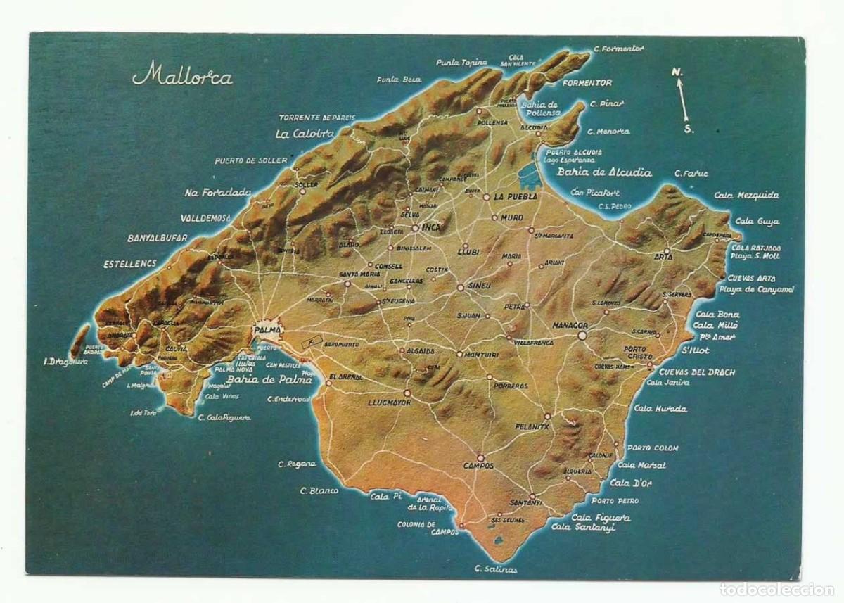 Postales: Postal Vintage: Mapa de Mallorca (1961) - Foto 1