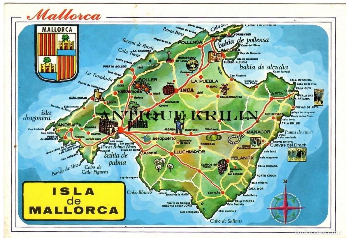 Postales: MALLORCA / MAPA DE LA ISLA / EDICIONES PALMA N&ordm; 3610 / SIN CIRCULAR - Foto 1