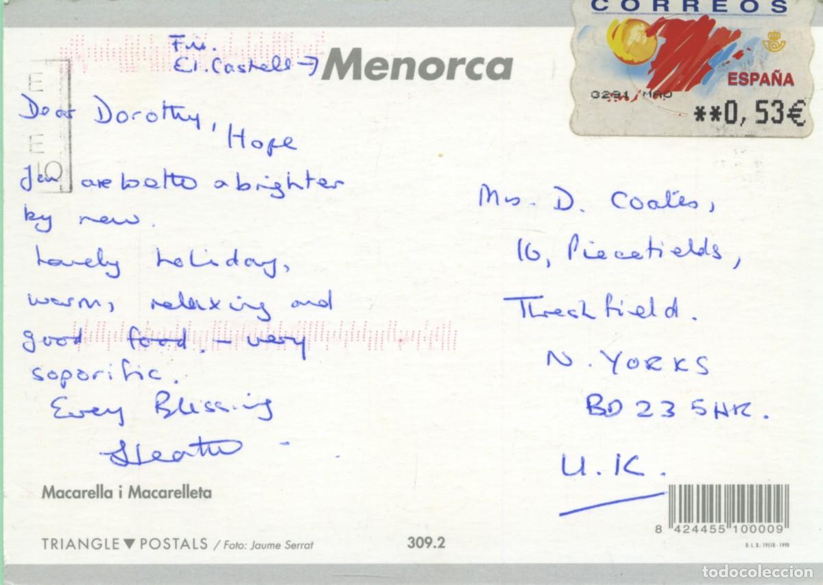 Postales: N&ordm; 309.2- MENORCA. Macarella i Macarelleta. ED. TRIANGLE POSTALS - Foto 2