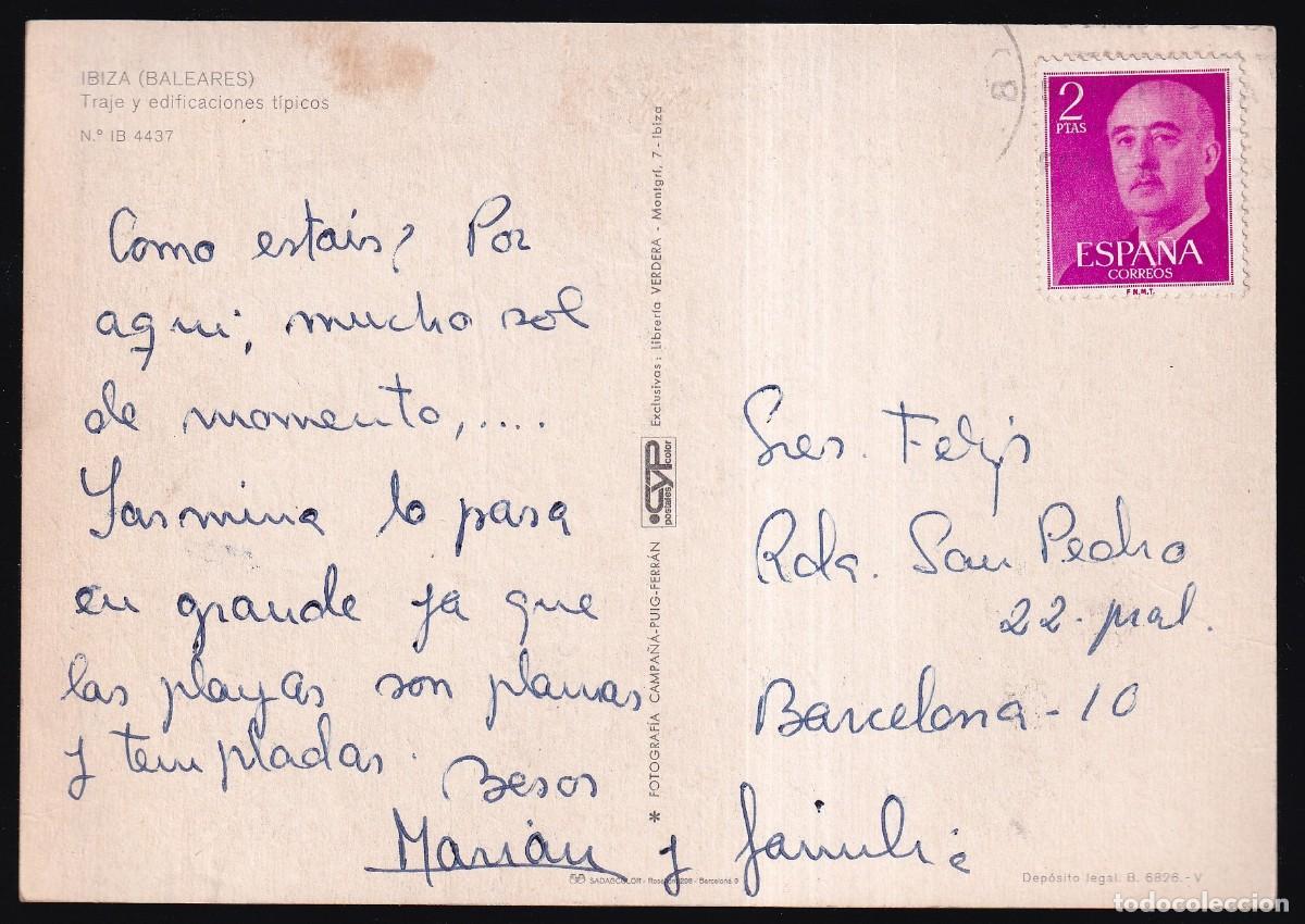 Postales: Ibiza. *Traje y edificaciones t&iacute;picos* C. y P. n&ordm; 4537. Circulada. - Foto 2