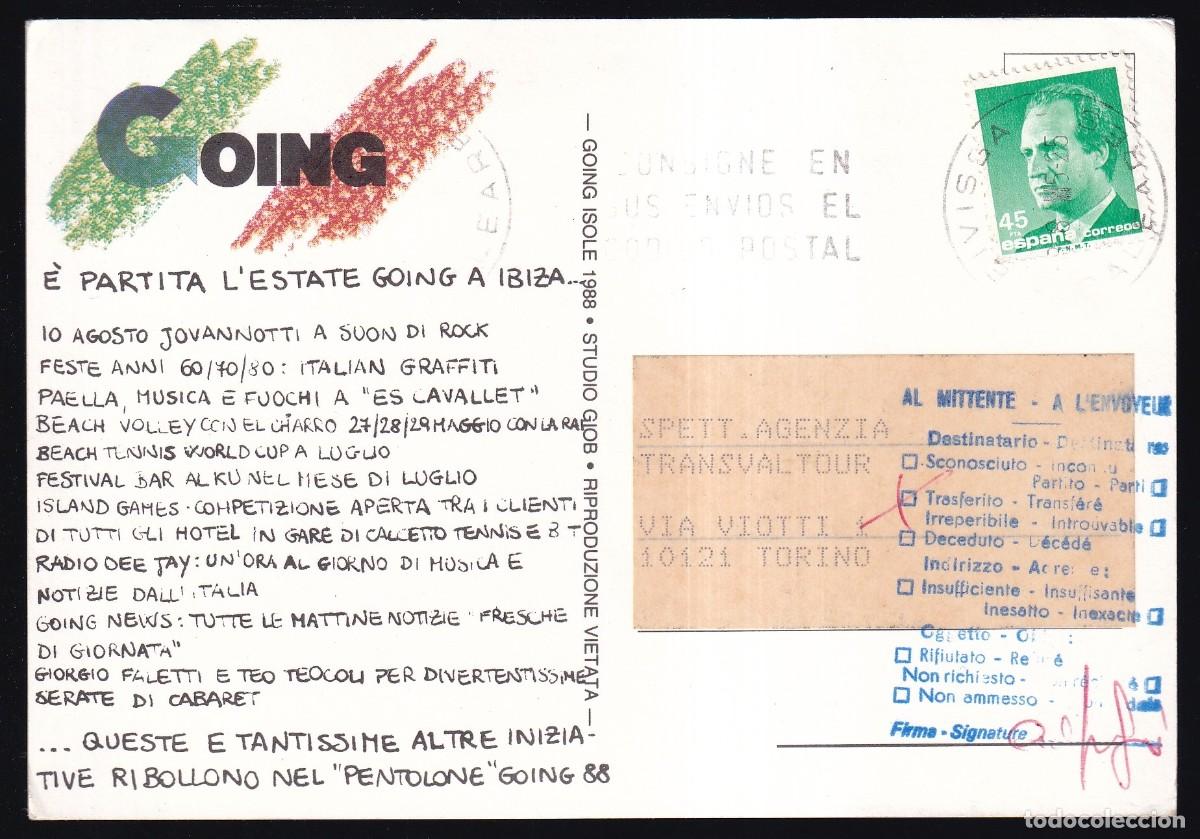 Postales: Ibiza. *Going Isole 1988* Studio GIOB. Circulada. - Foto 2