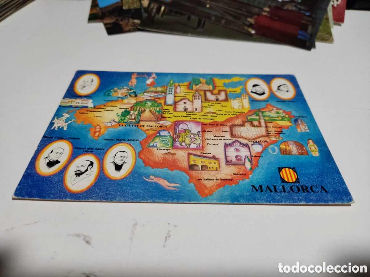 Postales: Postal Mallorca mapa y personalidades - Foto 1