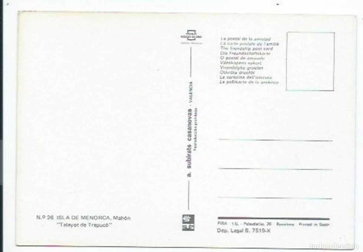 Postales: &rdquo; TALAYOT DE TREPUCO &rdquo;.- MAHON / MALLORCA - Foto 2