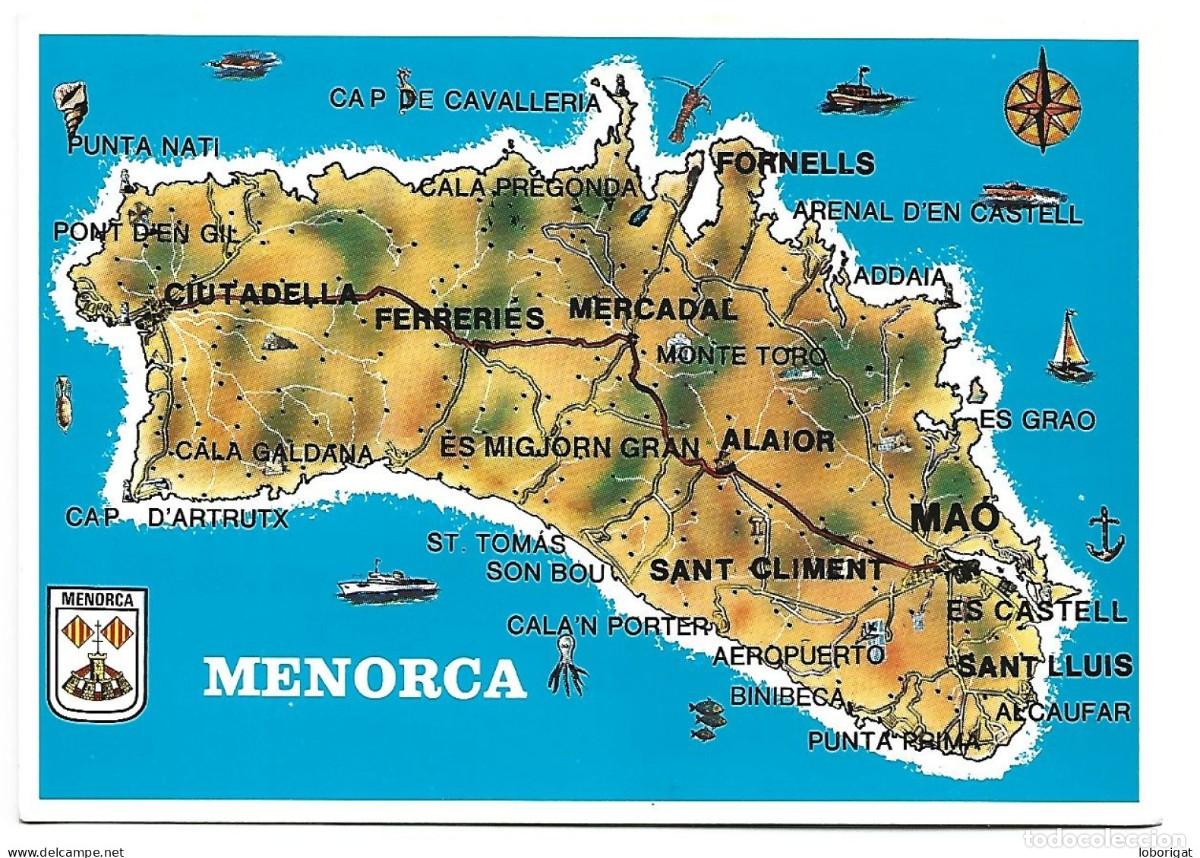 Postales: MAPA DE MENORCA / BALEARES - Foto 1