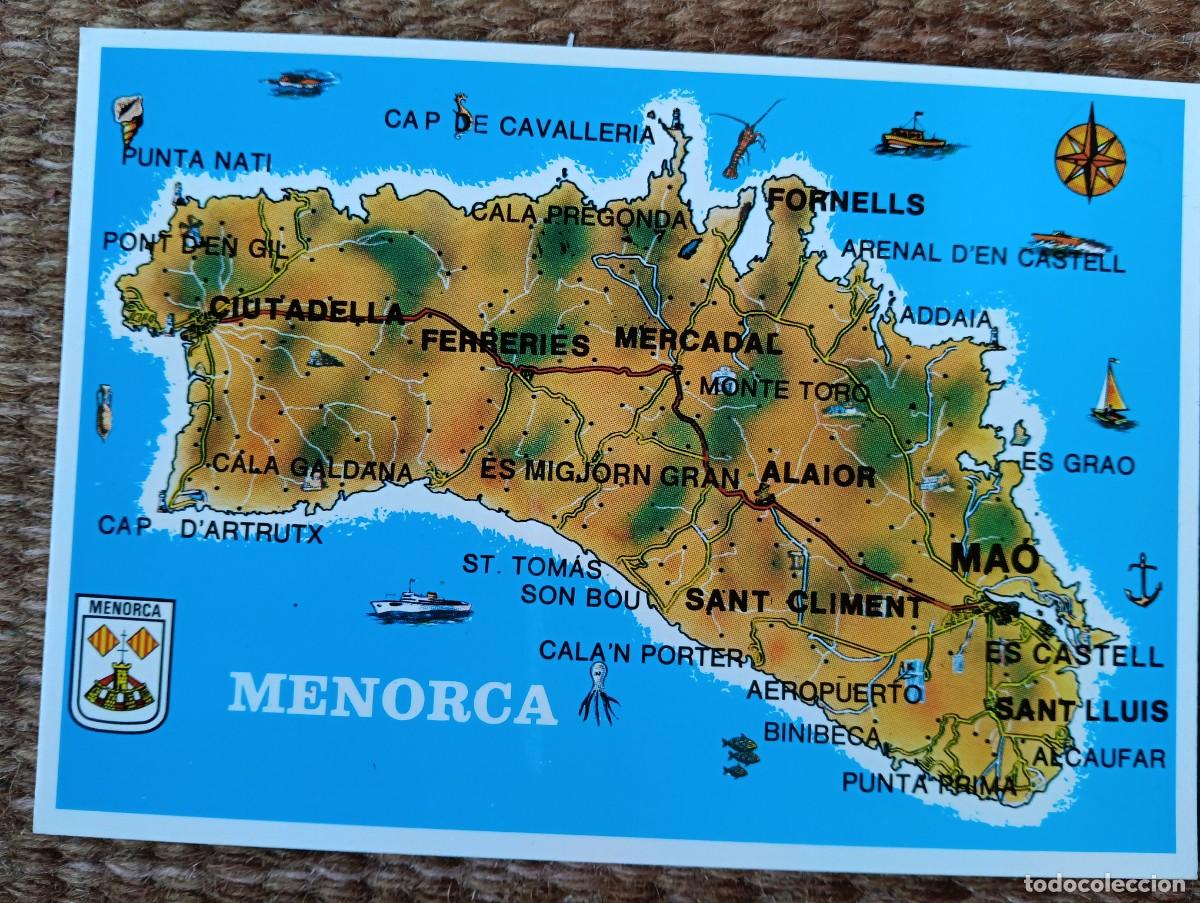 Postales: PLANO - MAPA DE MENORCA - DISTRI. SEBAS - Foto 1