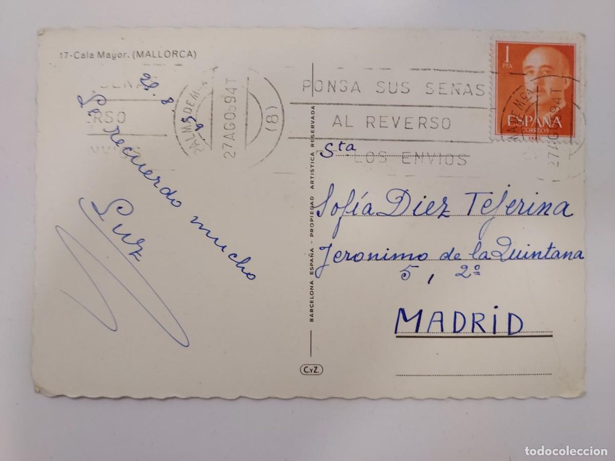 Postales: POSTAL MALLORCA CALA MAYOR. CIRCULADA EN 1959 - Foto 2