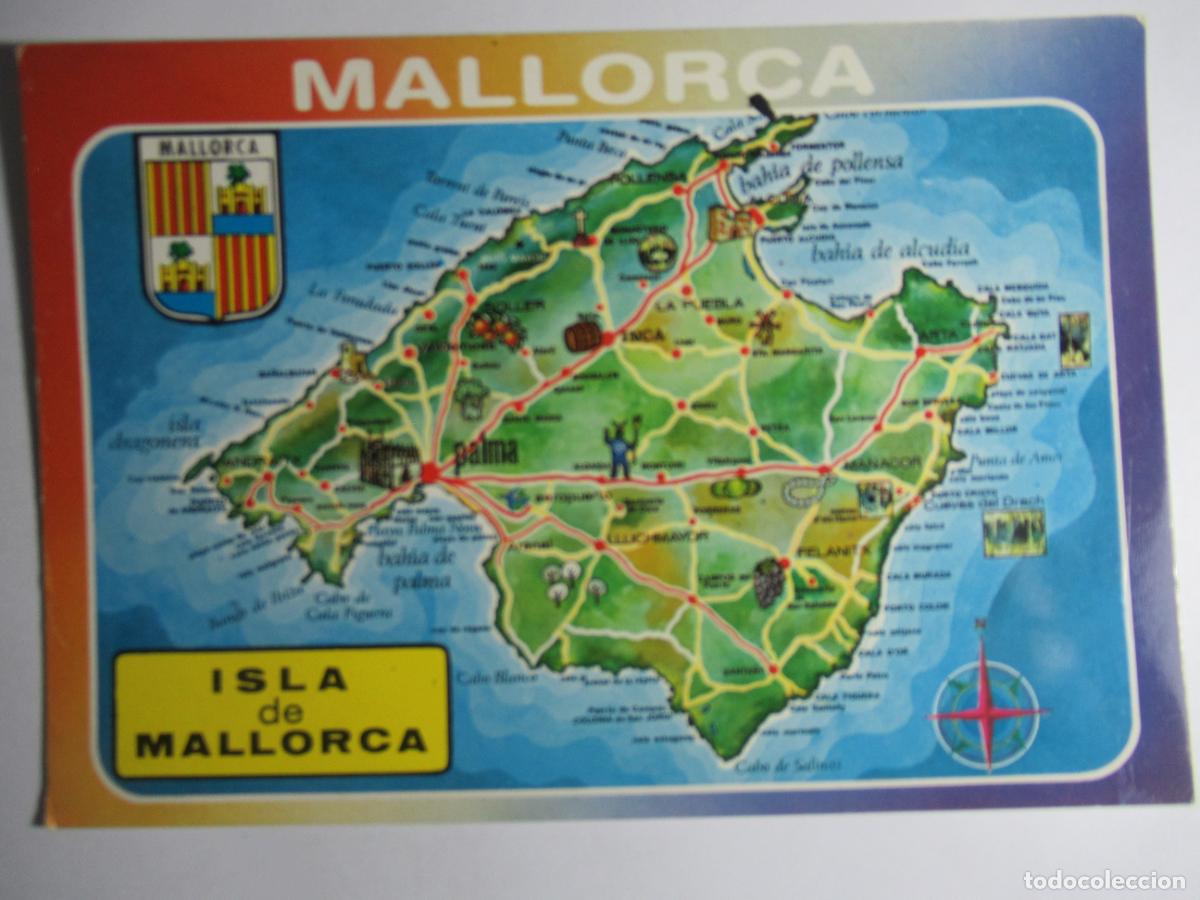 Postales: Isla de Mallorca - Mapa - Foto 1