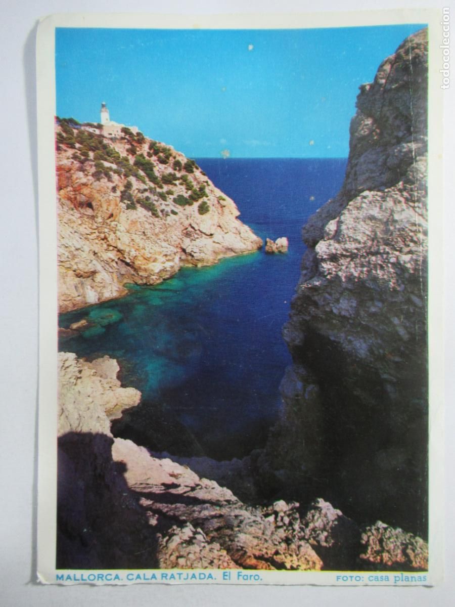 Postales: Mallorca - Cala Ratjada - El faro - 16,2 x 11,4 cm. - Ficha publicidad A-B Subseis - Fortuny