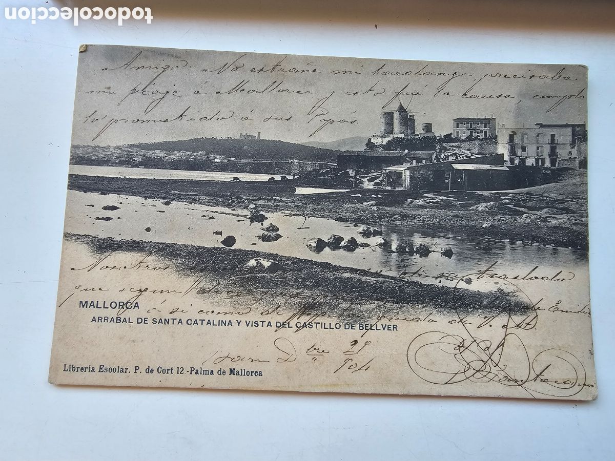 Postales: ​Postcard Antigua Palma de Mallorca (1904) - Arrabal de Santa Catalina y Castillo de Bellver