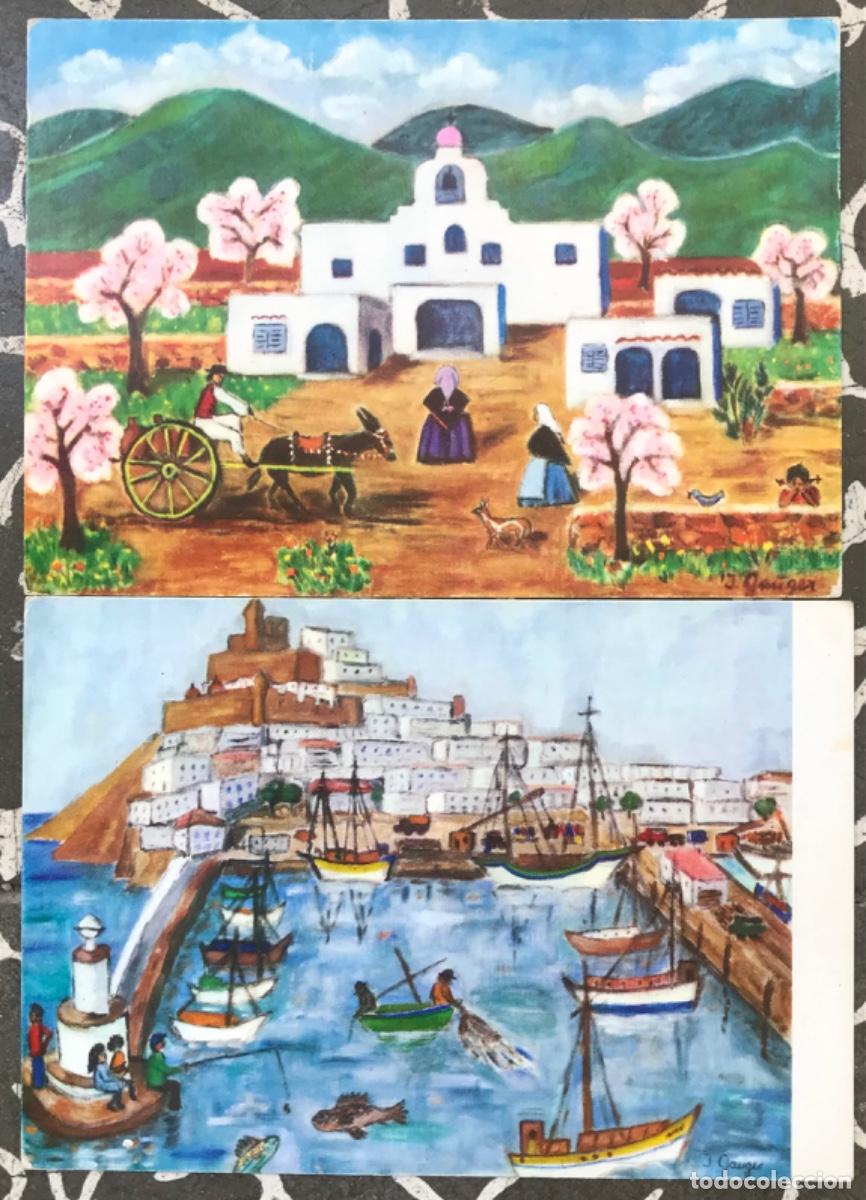 Postales: 2 Postales na&iuml;f de Ibiza - A&ntilde;os 70 - Ingeborg Gauger - Sin circular