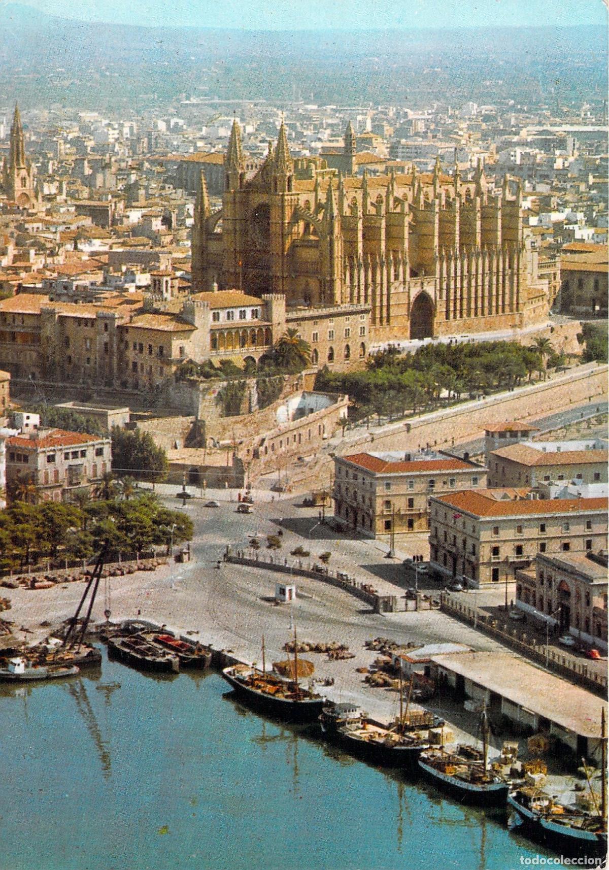 Postales: Postal de Palma de Mallorca: Vista A&eacute;rea de la Catedral y el Puerto