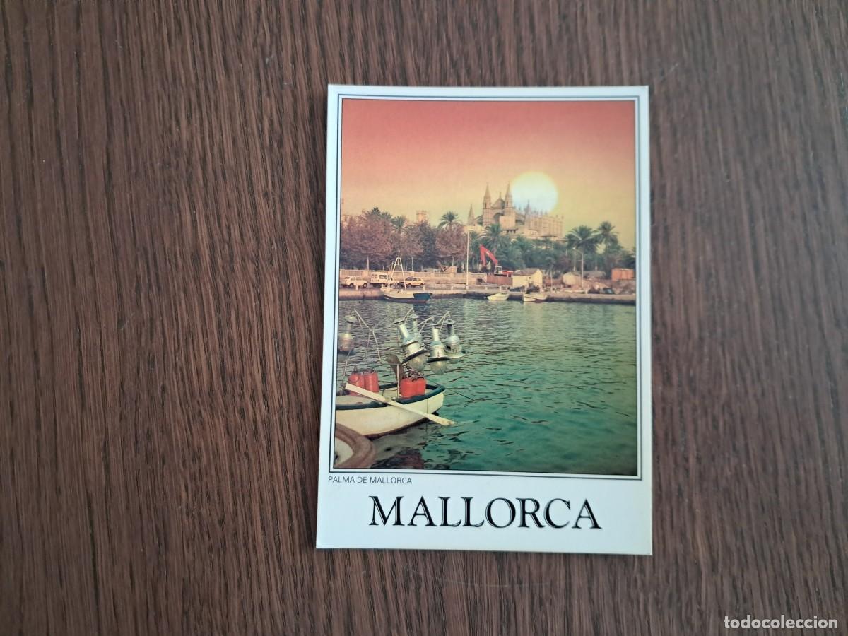Postales: postal de Espa&ntilde;a, puerto pesquero Palma de Mallorca, atardecer catedral La Seu. a&ntilde;o 1989.