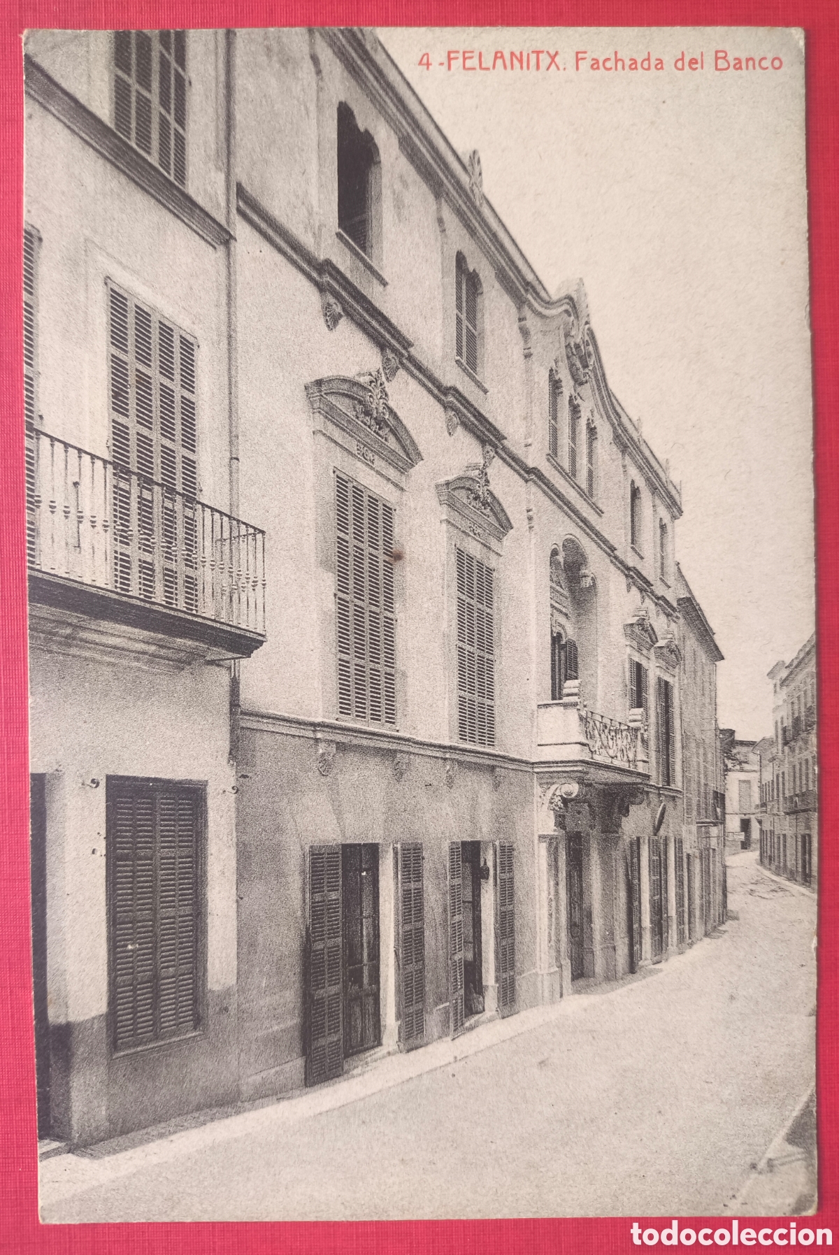 Postales: FELANITX CARRER SA PLA&Ccedil;A BANC EDIFICI MODERNISTA POSTAL FOTOTIPIA MIGJORN MALLORCA C. 1920