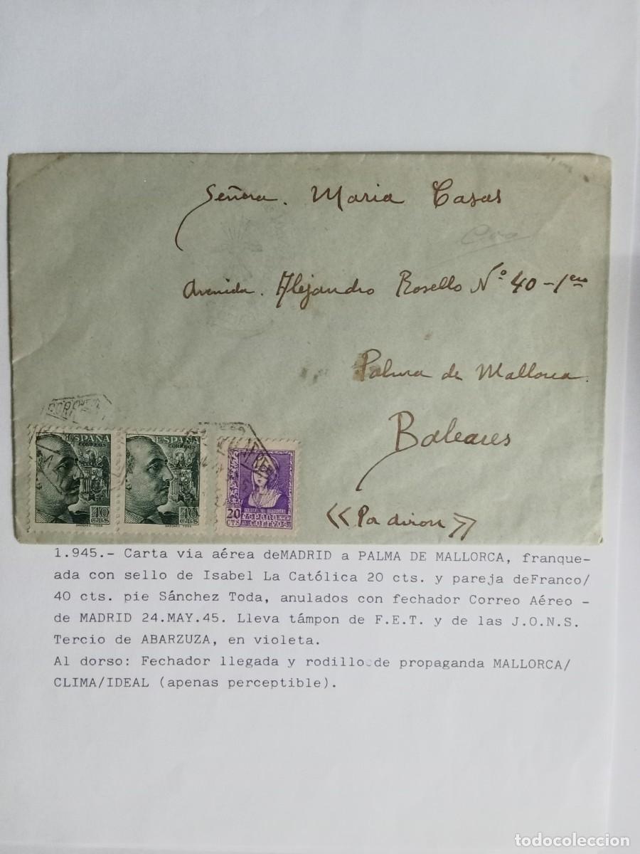 Postales: ESPA&Ntilde;A 1945, CARTA CIRCULADA DE MADRID A PALMA DE MALLORCA