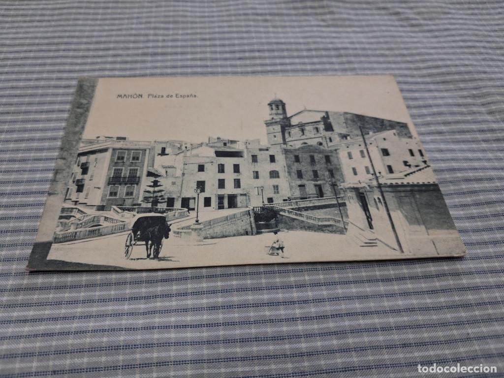 Postales: Postal antigua Menorca. Mah&oacute;n. Plaza de Espa&ntilde;a. Thom&aacute;s
