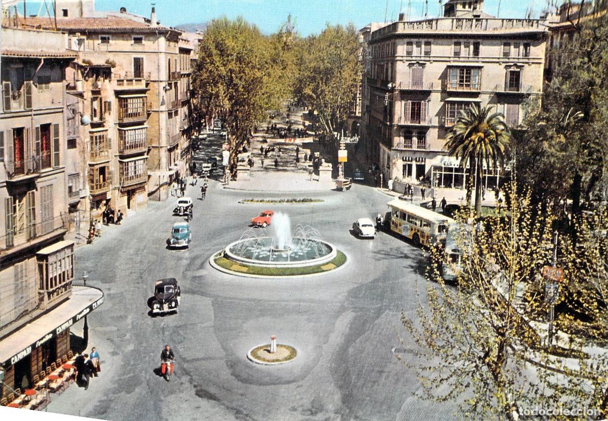 Postales: Postal de Palma de Mallorca, Plaza de la Reina y Paseo del General&iacute;simo