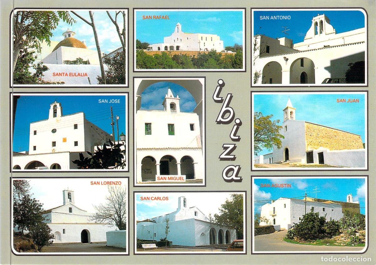 Postales: Postal Multi-vista de Iglesias T&iacute;picas de Ibiza, Baleares