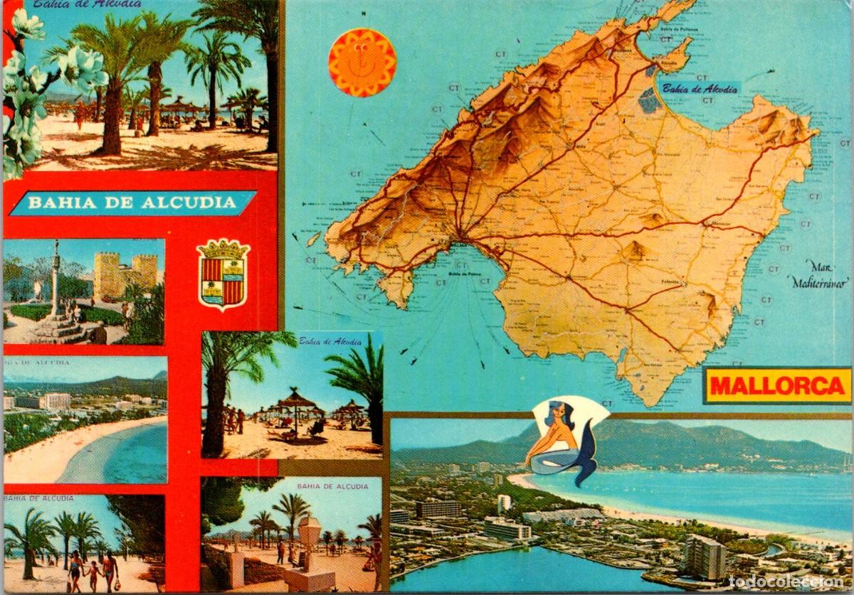 Postales: Bah&iacute;a de Alcudia (Mallorca) - Vistas + Mapa Isla de Mallorca - Clik Clak 2578- 149x103mm
