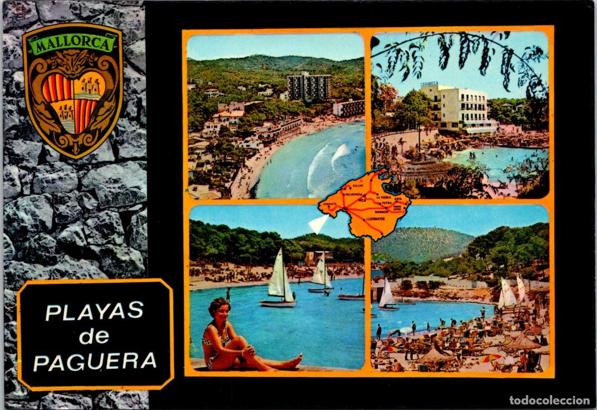 Postales: Mallorca - Playas de Paguera - Ed. Palma - 150x103mm - Peque&ntilde;o Mapa - Escudo