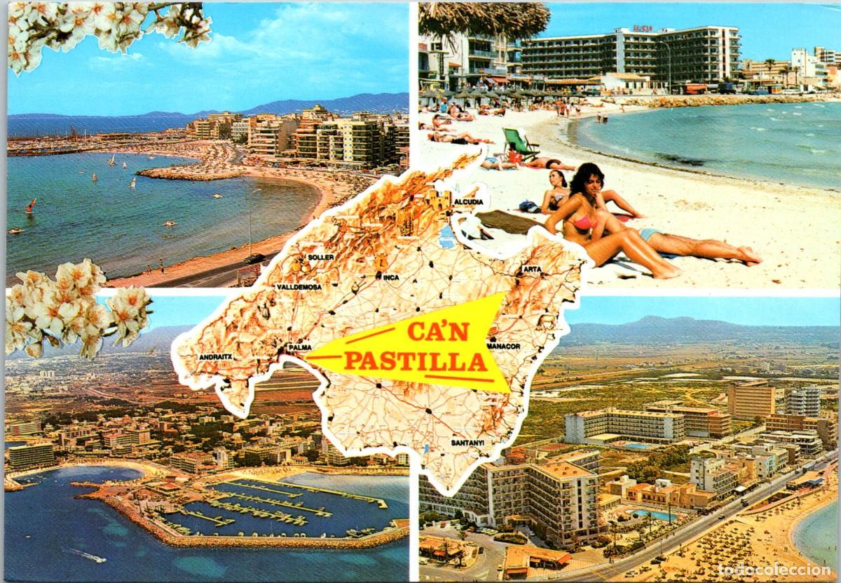 Postales: Mallorca - Ca'n Pastilla - Vistas + Mapa Isla de Mallorca - Cofiba 679 - 148x102mm