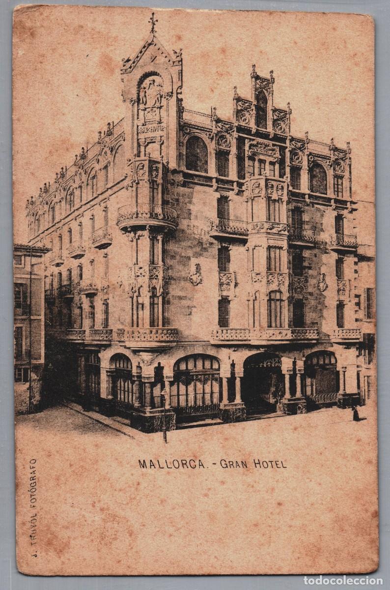 Postales: Mallorca Palma Gran Hotel Truyol modernismo domench i montaner reverso sin dividir escudo