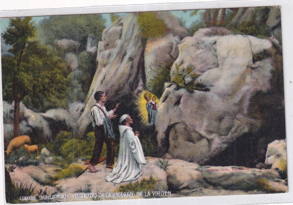 Postales: Lluch Mallorca. Hallazgo de la imagen de la Virgen. Sin circular.